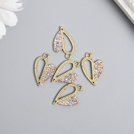 Decor for creativity metal, rhinestones "different halves of the heart" gold 1.8x2.5 cm-1