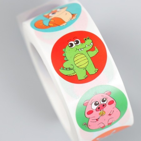 Stick Paper "Funny Zoo" d = 2.5 cm 500 pcs in a roll 3x6.5x6.5 cm-3