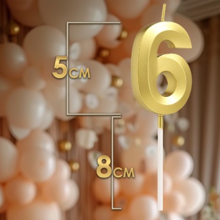 Candle in the cake on the skewer "Fine", the number "6", gold, 5 cm-1