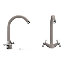 Kitchen mixer Ulgran U012-302, two-wound, sandy color