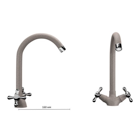 Kitchen mixer Ulgran U012-302, two-wound, sandy color