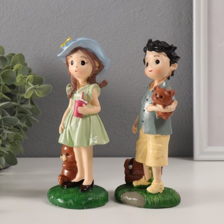 Souvenir Polystone "Boy and girl with bears" set 2 pcs 6x7.5x17 cm-3