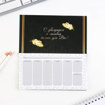 Set "Golden Teacher": A5 diary A5 160 sheets, planing 50 sheets and pen Plastic-16