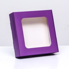 Self -charged box with a lilac window, 13 x 13 x 3 cm