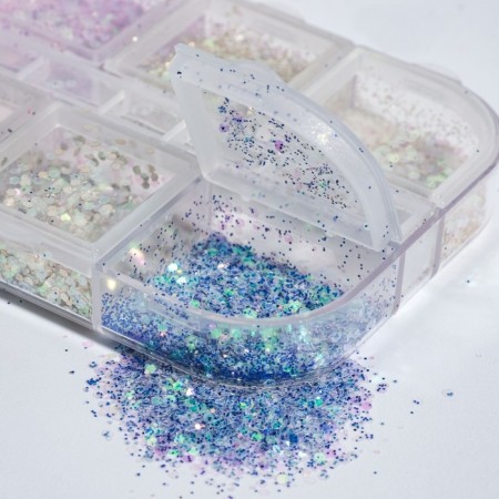 Sparkles for decor, 12 cells, small, multi -colored-5