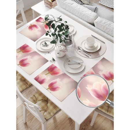 A set of napkins for setting the table “Tenderness at dawn”, rectangular, size 32x46 cm, 4 pcs-1