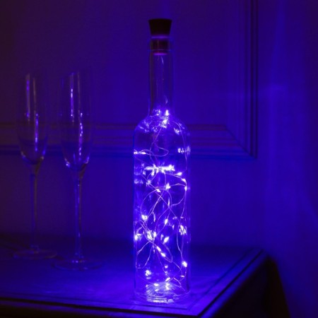 Garland “thread” 2 m Rosa with a traffic jam, IP44, silver thread, 20 LED, purple glow, fixing, solar battery-1