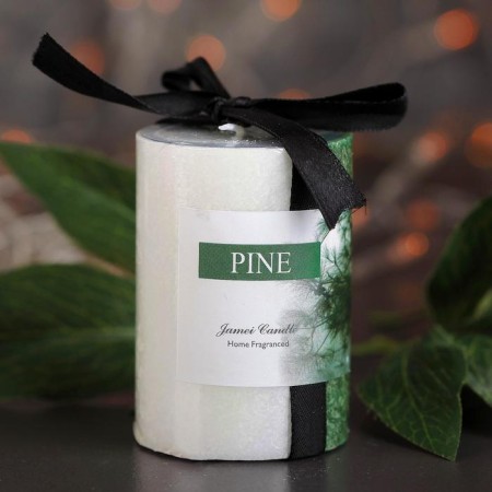Candle cylinder 5x7.5cm, "crystalline pattern", coniferous-1