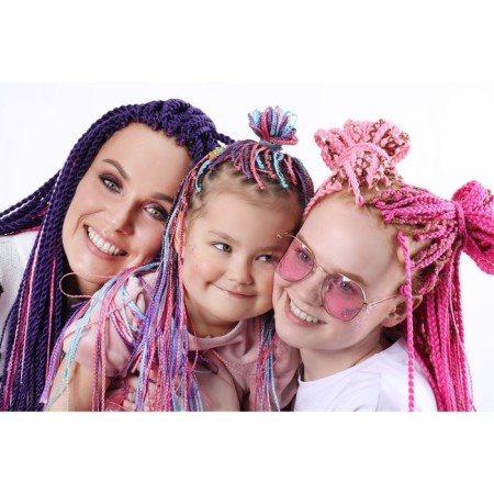 SIM-BRAIDS AFROKOSOS, 60 cm, 18 strands (CE), brush/yellow/white color (#FR-29)-5