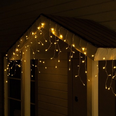 Garland "fringe" 3 x 0.6 m, IP44, transparent thread, 114 LED, warm white glow, 8 modes, solar battery-1