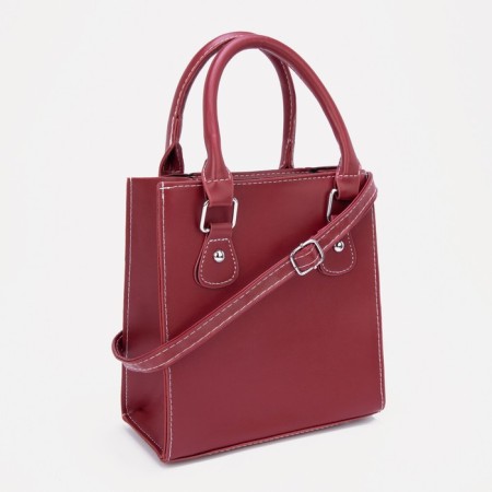Bag Women's Tout with zipper, burgundy color-1