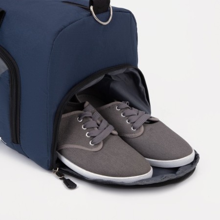 Sports bag with lightning, shoes, external pocket, blue color-2