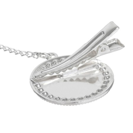 Set: Nipple - Orthodontic dummy with the holder “I love mom”, with a cap, from 6 months, silver, rhinestones-1