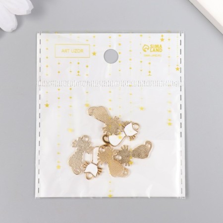 Decor for creativity metal, enamel "White Cat" gold 2.2x1.2 cm-5
