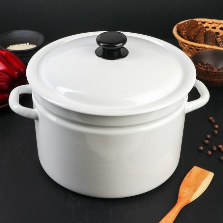 Cylindrical pan, 8 l, induction, without decolleys, white color