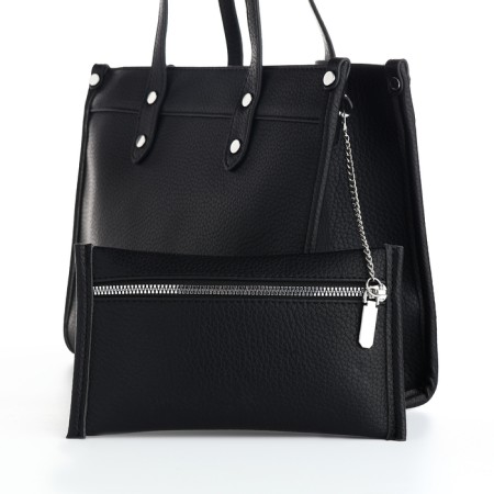 Women's bag with lightning, textura, average size, black color-3