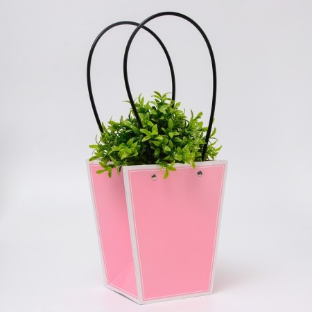 Bag for flowers pink moisture-resistant, 17x17-11.5x11.5-20 cm 3