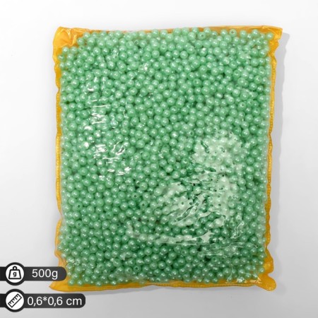 Beads No. 6 “Pearls”, 500 g (+/- 20 g), Salad color