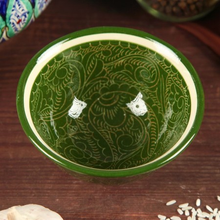 PIALA RISTAN CIRAMICA "Patterns", 11 cm, large, green-1