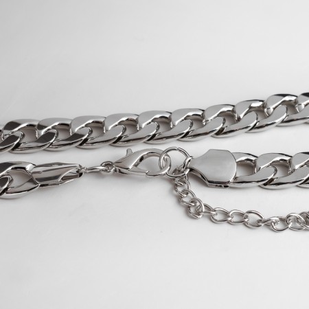 The necklace "Golden chain" is flat, the color is silver, 45 cm-1