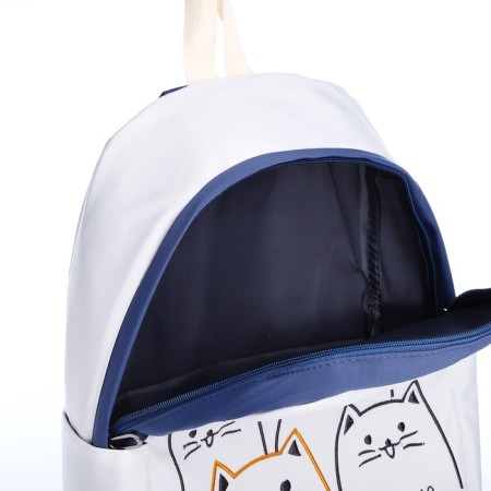 School backpack from textiles on lightning, 3 pockets, blue color-5