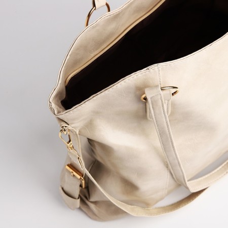 Zipper bag with lightning, beige color-6