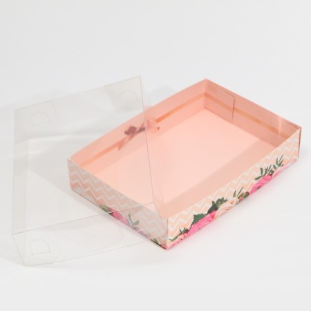 Confectionery packaging, Makarun with PVC lid, "Flowers", 17 x 12 x 3 cm-2