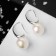 Earrings with pearls "drop" semicircle, white color in silver