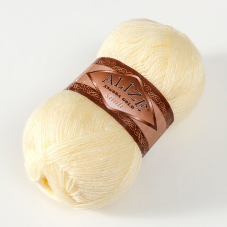 Yarn "Angora Gold Simli" 75% acrylic, 20% wool, 5% metallic 500m/100g (01 cream)-1