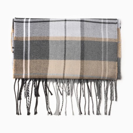 Male scarf, beige color/cage, size 31x170-2