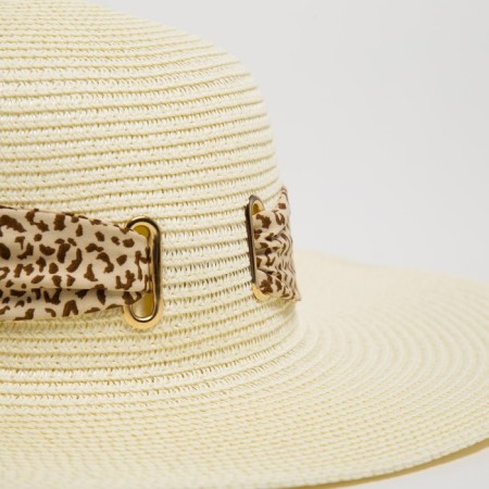 Women's hat Minaku "Leopard" Color Milk, size 56-58-5