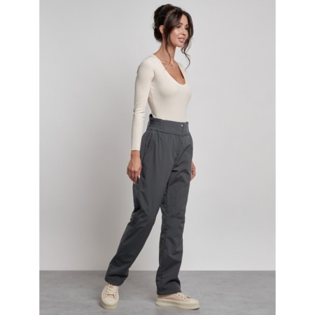 Warmed female trousers, size 42, gray color-7