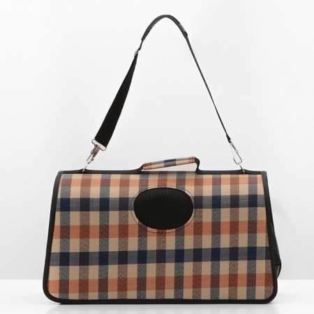 Bag - carrying for animals with a curtain, size L, 53 x 22 x 29 cm, checkered-1