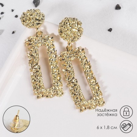 Earrings Metal "Caribbean" rectangular, color gold