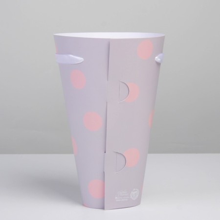 Carriage for flowers round on the belts "With Love", 15 × 23.3 × 7.5 cm, Ø 15 cm-3