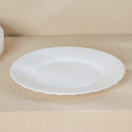 Set of cake plates Luminarc Trianon, D = 16 cm, glass -ceramic, 6 pcs, white color-1