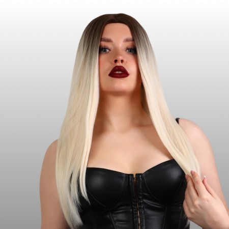 Artificial wig, simulation of the skin, 60 cm, 160 grams, light/blond color (#SHT8/SHT60A)-1
