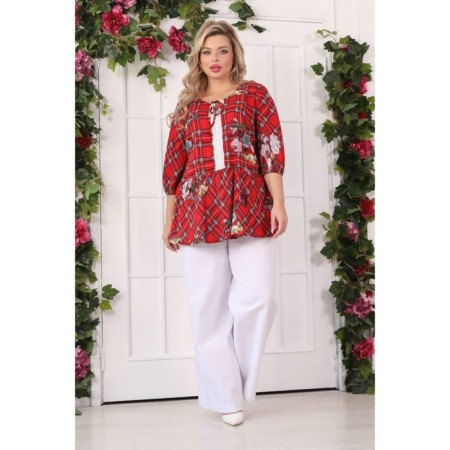 Female blouse, size 52, red color-1