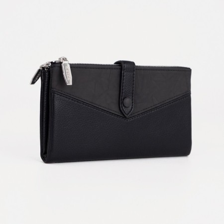 Women's wallet on the button, black color