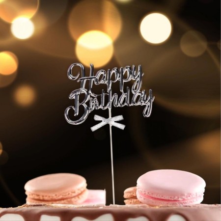 Topper "Happy Birthday", silver color-1