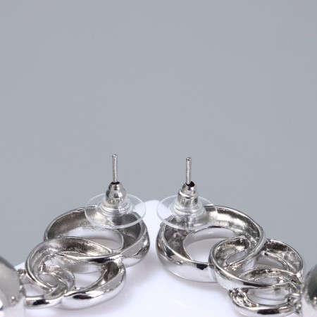 Earrings Metal "Style" Stock, Chain, Color Silver-1