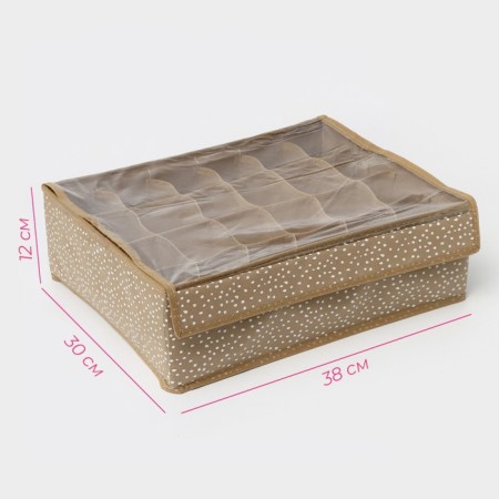 Organizer for storing linen of the Dolyan "Points", 24 cells, 38 × 30 × 12 cm, beige color-2