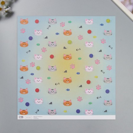 Scrapbooking paper "kittens" density 180 grams set 5 pcs 30.5x32 cm-2