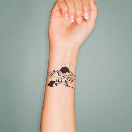 Tattoo on the body black "mountains" 6x6 cm-2