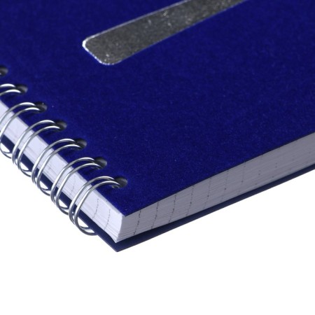 Notepad A6, 90 sheets, on the crest in a cage, blue, cover of flocked cardboard, foil embossing, an offset block 70g/m2-1