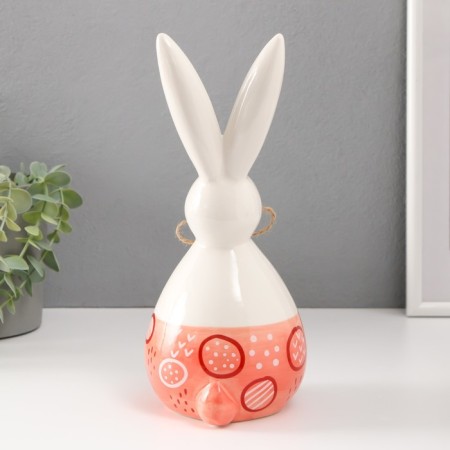 Souvenir Ceramics "Sleepy Rabbit with Bantik" White-Permisial 11.8x10.5x24.2 cm-2