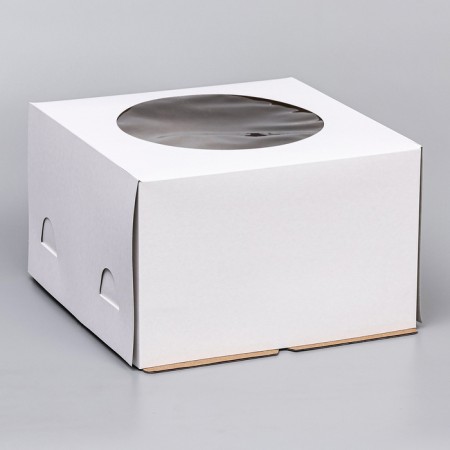 Box for the cake, with a window, white, 30 x 30 x 19 cm