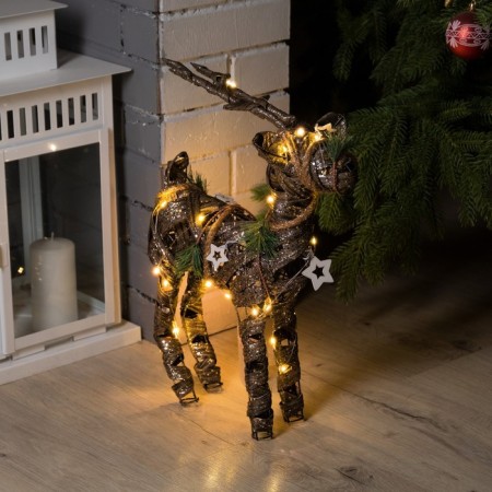 LED figure "Wicker Deer" 29 × 42 × 10 cm, metal, textiles, AAX2 batteries (not in the kit), glow warm white
