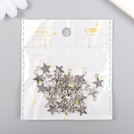 Decor for creativity Metal "Star with small stars" silver 1x1.3 cm-3