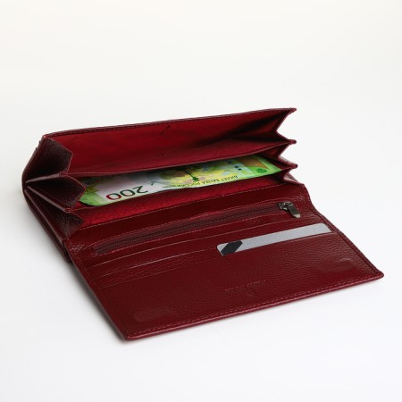 Women's wallet on a magnet, burgundy color-4